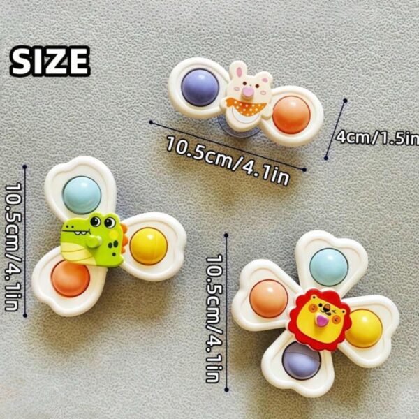 Set de 3 Spinners Sensoriales con Ventosa – Juguetes Giratorios de Animales para Bebés