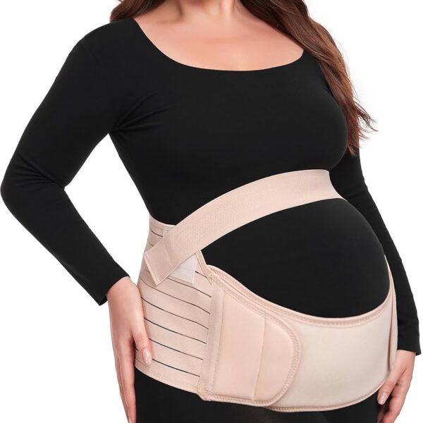 Banda de apoyo para embarazada, cinturón de maternidad ligero para soporte del vientre (color beige)
