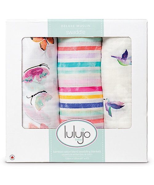 Lulujo – Juego de 3 mantas de muselina de bambú (Garden Friends)