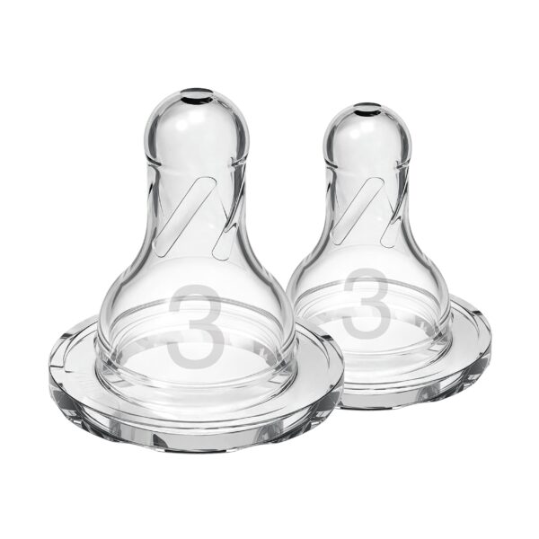 Dr. Brown’s Natural Flow – Tetina Nivel 3 para biberón angosto, flujo medio-rápido, 6m+, 100% silicona. Individual