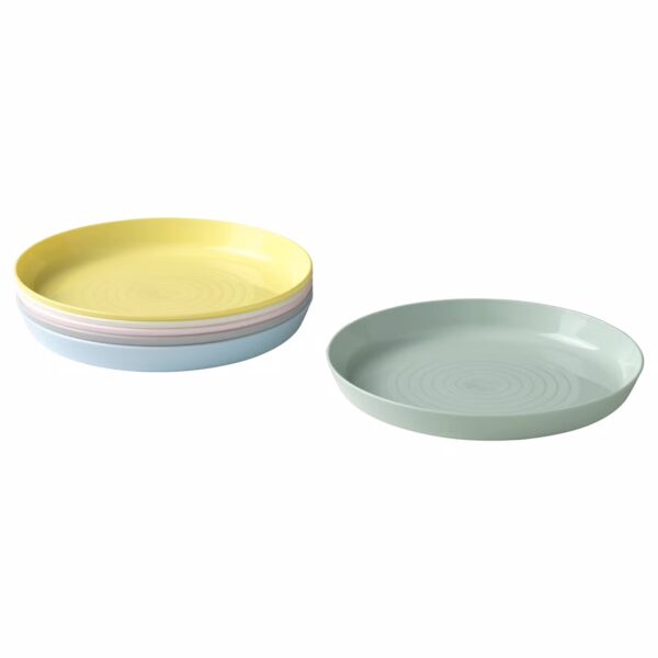 Platos infantiles apilables de plástico; colores surtidos – resistentes y fáciles de usar paquete de 6 platos