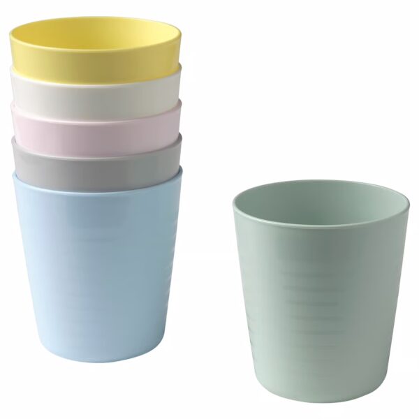 Vasos infantiles  de plástico de colores surtidos – resistentes y fáciles de sujetar, paquete de 6