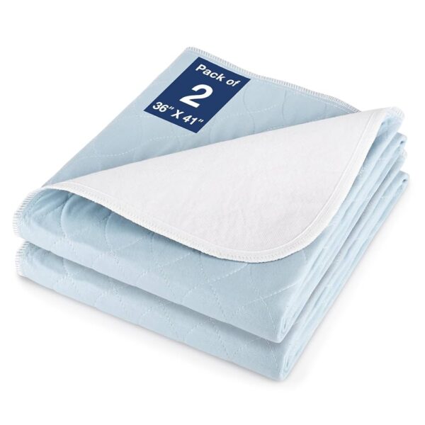 Paquete de 2 protectores almohadillas de cama reutilizables para incontinencia, almohadillas lavables (91 x 104 cm)