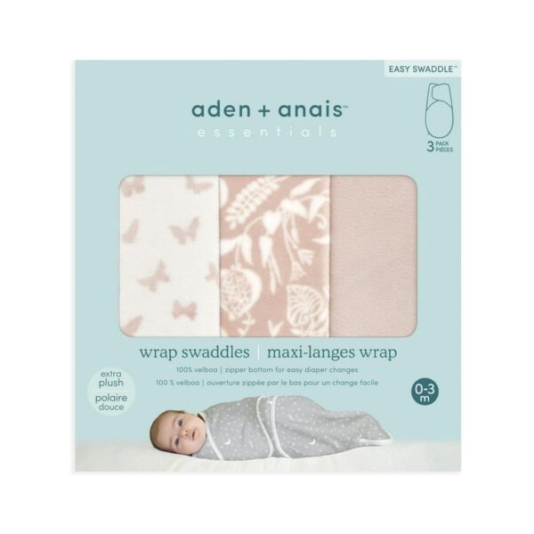 aden + anais Essentials – Swaddles de muselina súper suaves, modelo Garden Pink, 3 unidades