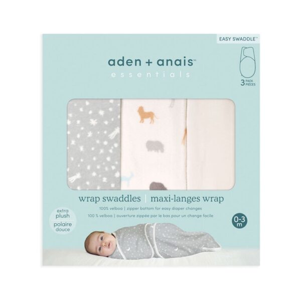 aden + anais Essentials – Swaddle Easy Wrap Wild Prairie, 3 unidades, 0-3 meses
