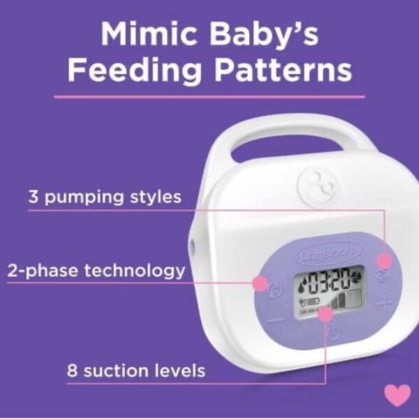 Lansinoh - Smartpump 3.0 Extractor de Leche Eléctrico Doble - Ultra Silencioso, Portátil - Se Conecta con la App Lansinoh Baby para un Fácil Seguimiento