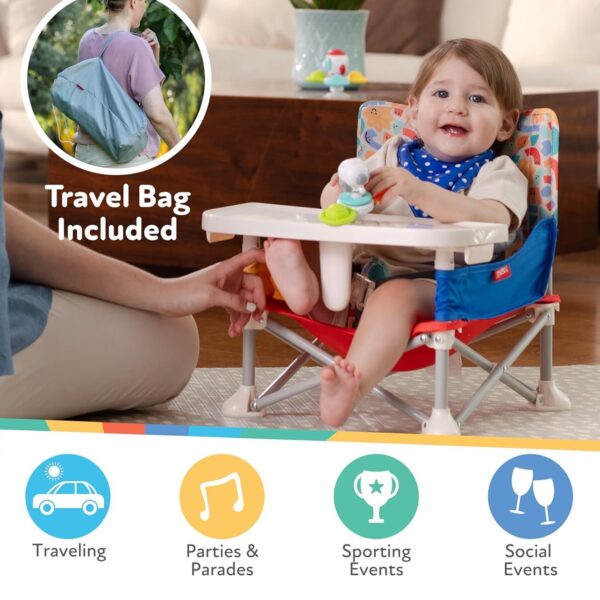 Nuby Asiento elevador desplegable con bandeja extraíble, más de 6 meses, asiento elevador portátil para suelo en interiores y exteriores, correas ajustables de seguridad de 3 puntos