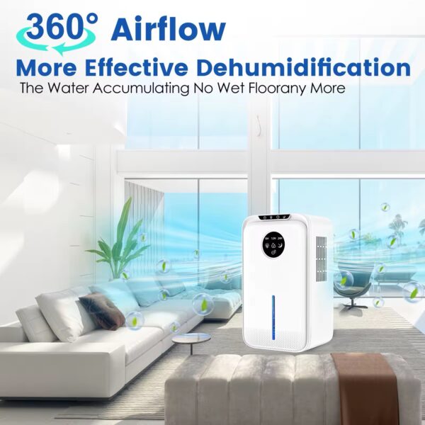 Deshumidificador Portátil Silencioso YP2318 con Depósito 2.5L, Luz LED 7 Colores, Temporizador y Auto-Defrost y sistema de iones negativos – Para Habitaciones hasta 25 m² (32x18x13)