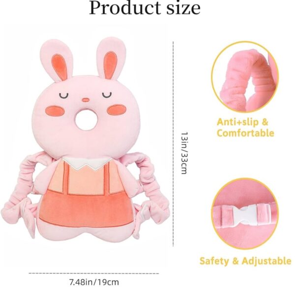 Protector 2 en 1, protector de Cabeza para Bebé y correa de seguridad anti pérdida– Diseño de Conejito