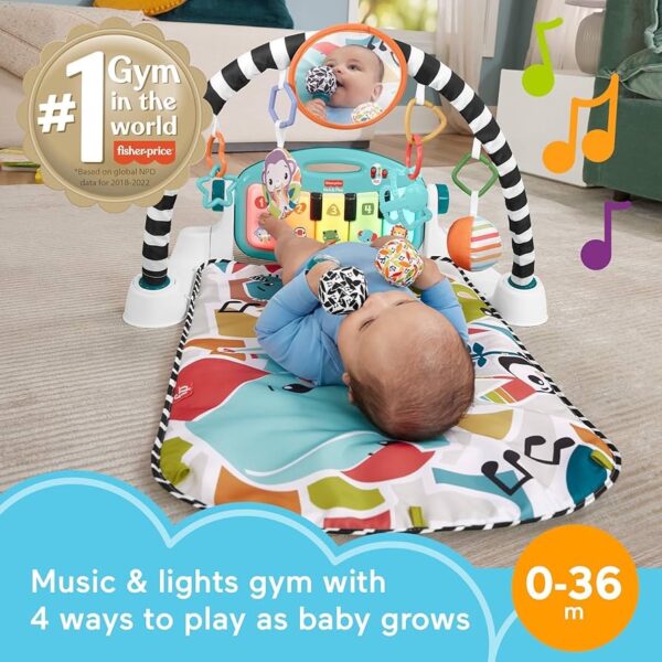 Fisher-Price Piano Musical verde para Bebés con Gimnasio y 2 Maracas de Sonajero – Desde Recién Nacidos