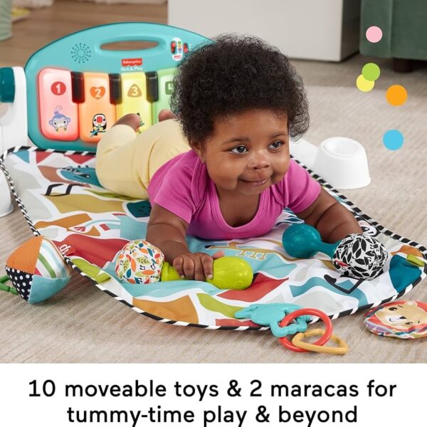 Fisher-Price Piano Musical verde para Bebés con Gimnasio y 2 Maracas de Sonajero – Desde Recién Nacidos
