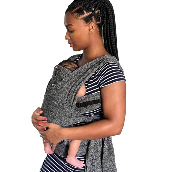 Boppy ComfyFit – Cargador o portabebés tipo fular híbrido ajustable, gris jaspeado, para recién nacidos y niños pequeños de 8 a 35 lbs