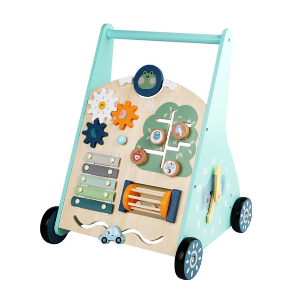 Andador o andadera Montessori de Madera para Bebé de 10 a 36 Meses – Con Freno y Centro de Actividades Sensoriales