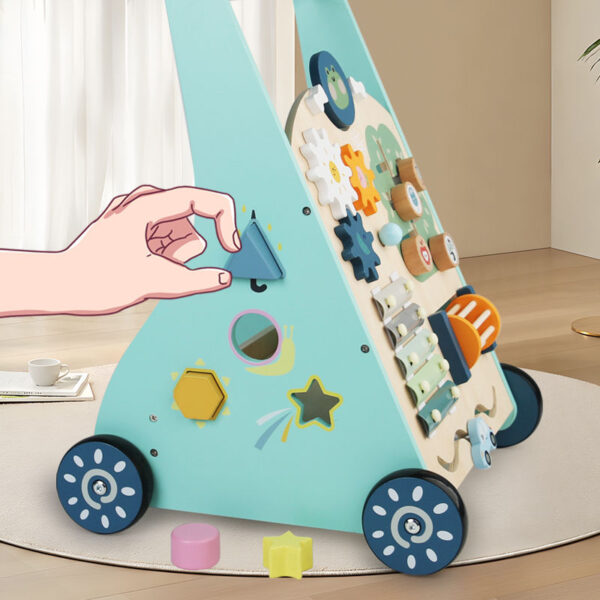 Andador o andadera Montessori de Madera para Bebé de 10 a 36 Meses – Con Freno y Centro de Actividades Sensoriales