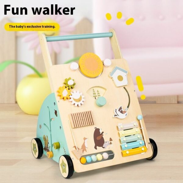 Andador o andadera Montessori de Madera con altura ajustable para Bebé de 10 a 36 Meses – Con Freno y Centro de Actividades Sensoriales