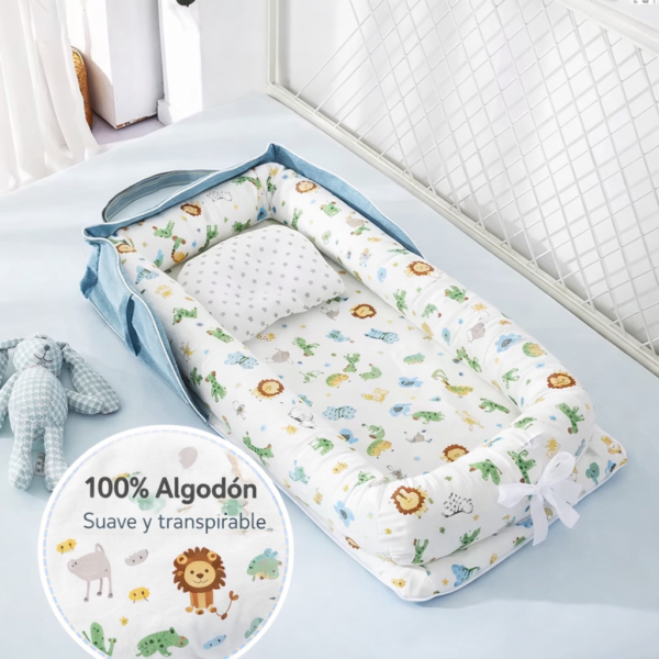 Tumbona o nido portátil plegable con zipper para bebé - leon (78 cm x 48 cm)