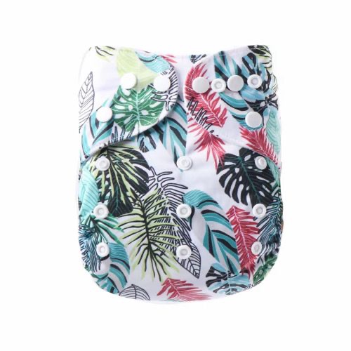 Pañal Reutilizable Ajustable (3-15 kg) con 2 Insertos Absorbentes - Plantas coloridas