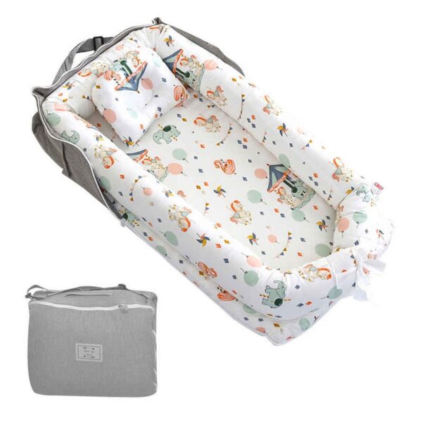 Tumbona o nido portátil plegable con zipper para bebé - carrusel (78 cm x 48 cm)
