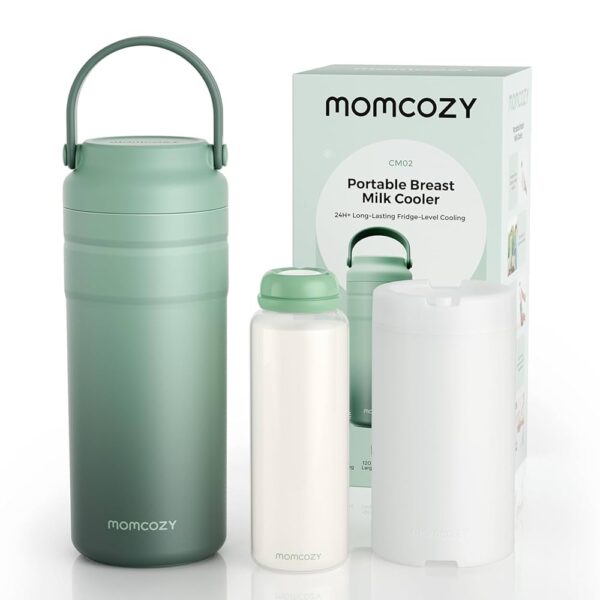 Momcozy Enfriador Portátil de Leche Materna 12 oz, a prueba de fugas, hasta 24 horas de conservación sin hielo, contenedor de almacenamiento ideal para viajes