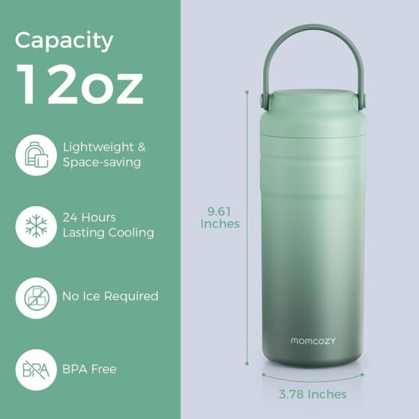 Momcozy Enfriador Portátil de Leche Materna 12 oz, a prueba de fugas, hasta 24 horas de conservación sin hielo, contenedor de almacenamiento ideal para viajes