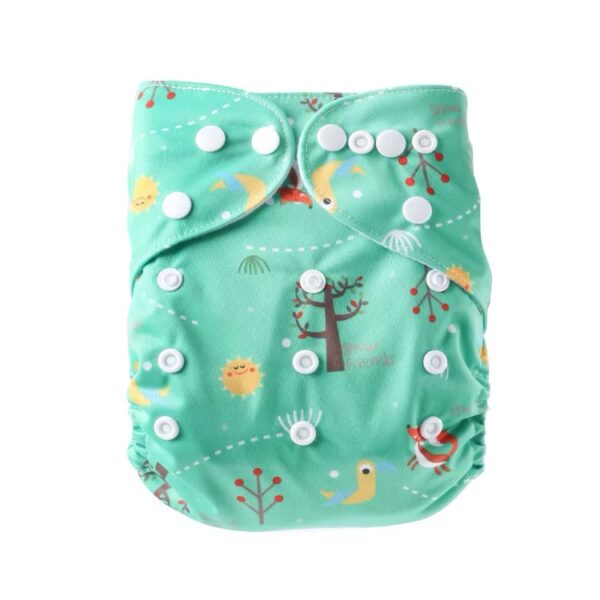 Pañal Reutilizable Ajustable (3-15 kg) con 2 Insertos Absorbentes - Bosque verde