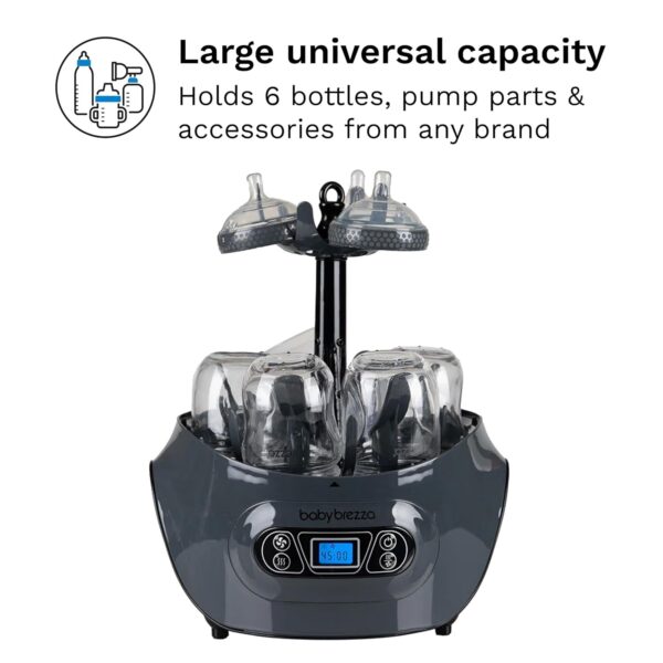Baby Brezza- Esterilizador y Secador de Biberones  – Esterilización Eléctrica con Vapor para Biberones y Accesorios Universales - Negro