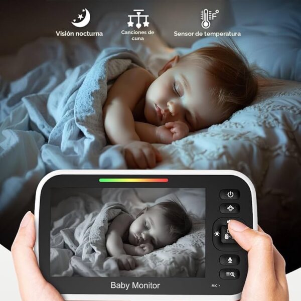 GoodBaby Monitor de bebé con cámara y audio, sin WiFi, zoom panorámico remoto, visión nocturna, sensor de temperatura, conversación de 2 vías, 8 canciones de cuna, duración de la batería de 30 horas