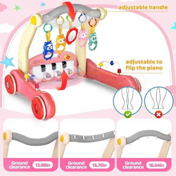 Gimnasio y tapete de juego 2 en 1 con piano y andador. Centro de actividades musical para bebés de 0 a 3 años.