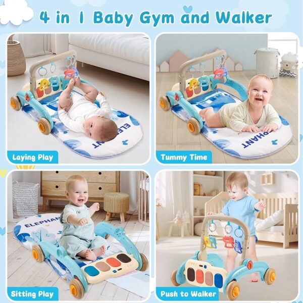 Gimnasio caminador para bebés con piano para patear, tapete de juego musical para tiempo boca abajo. Ideal para niños y niñas