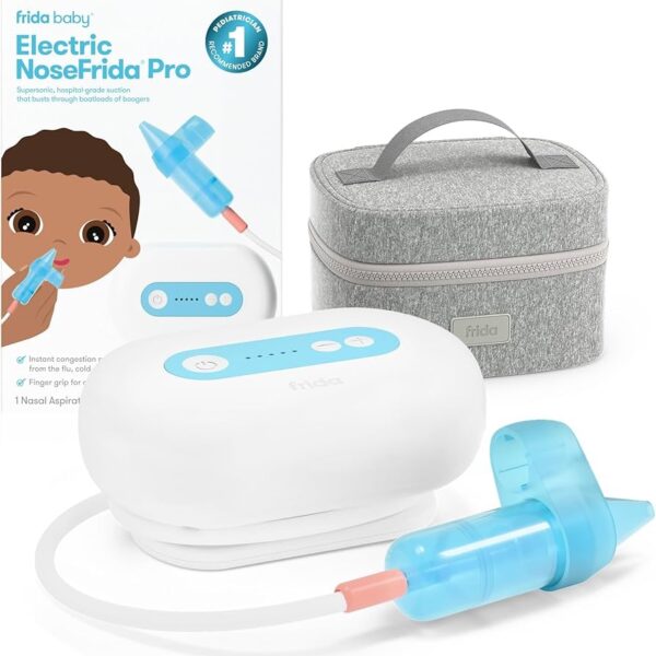 Frida Baby Aspirador Nasal Eléctrico NoseFrida Pro con Succión de Grado Hospitalario para Bebés y Niños, 5 Niveles de Potencia para Aliviar la Congestión.