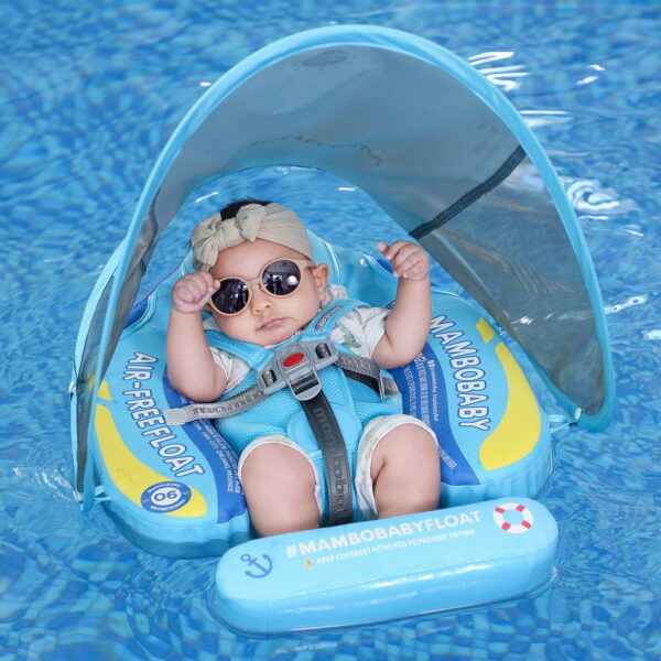 Flotador de Bebé Mambobaby con Cola antivuelco y toldo con protección solar UPF50+, No Inflable, 2 Posiciones de Nado, para bebés de 3-24 meses, barco