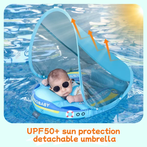 Flotador de Bebé Mambobaby con Cola antivuelco y toldo con protección solar UPF50+, No Inflable, 2 Posiciones de Nado, para bebés de 3-24 meses, barco