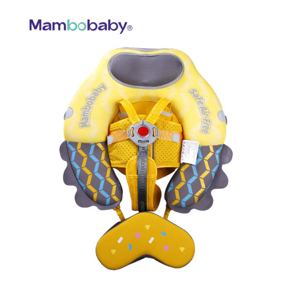 Flotador de Bebé Mambobaby con Cola antivuelco y toldo con protección solar UPF50+, No Inflable, 2 Posiciones de Nado, para bebés de 3-24 meses, pez amarillo