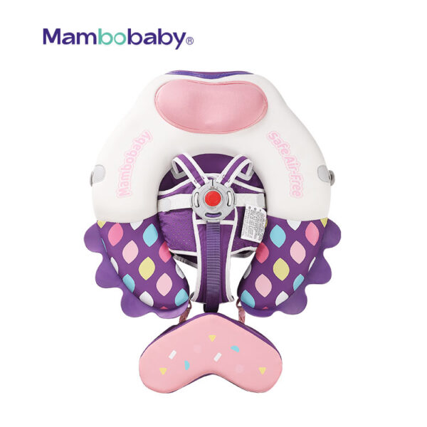Flotador de Bebé Mambobaby con Cola antivuelco y toldo con protección solar UPF50+, No Inflable, 2 Posiciones de Nado, para bebés de 3-24 meses, pez morado