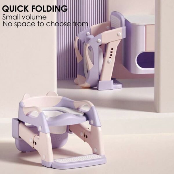 Asiento de Entrenamiento para Baño 2 en 1 con Escalones Ajustables y Bacinilla Plegable, azul