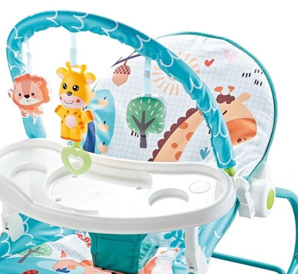 Boogy Mecedora 0M+ con Música, Vibración y Bandeja – Reclinable, Barra de Juguetes Extraíble y Soporta hasta 18 kg, verde