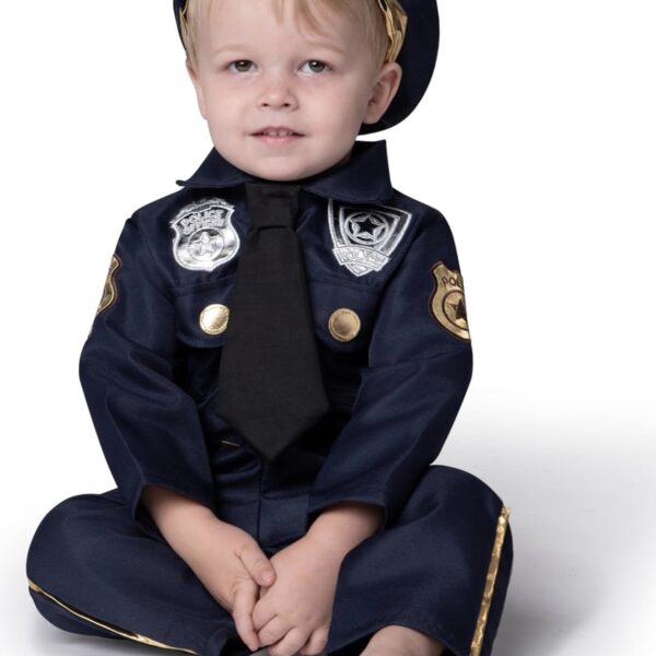 Disfraz de Policía para Bebé – Traje de Oficial con Sombrero, Overol y Cinturón | Halloween, Cumpleaños y Juego de Roles (12-18M)