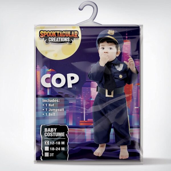 Disfraz de Policía para Bebé – Traje de Oficial con Sombrero, Overol y Cinturón | Halloween, Cumpleaños y Juego de Roles (12-18M)