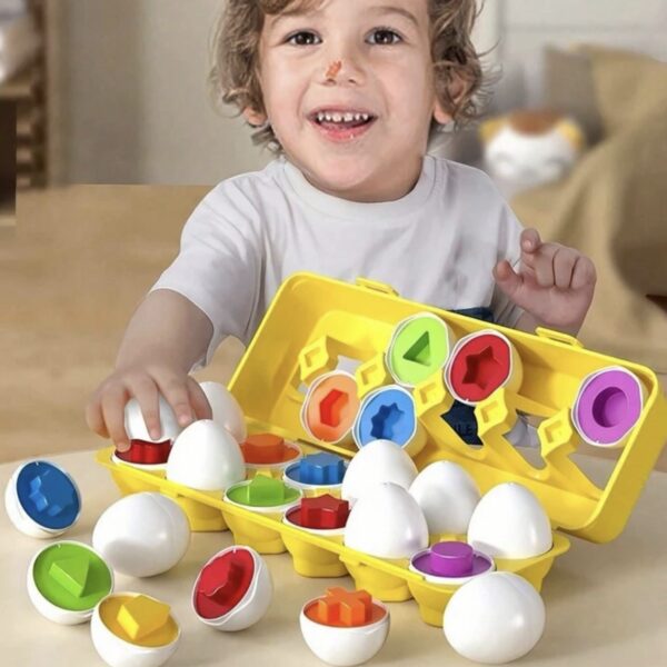 Set Montessori de 12 Huevos de Encaje – Juguete Educativo para Aprender Colores y Formas, Desarrollo de Motricidad Fina – Apto desde 18 meses