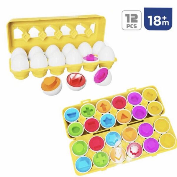 Set Montessori de 12 Huevos de Encaje – Juguete Educativo para Aprender Colores y Formas, Desarrollo de Motricidad Fina – Apto desde 18 meses