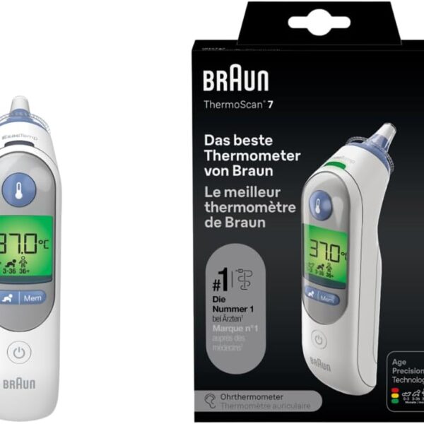 Braun ThermoScan 7 IRT6520- Termómetro Digital de Oído  con Age Precision – Apto para Bebés y Toda la Familia