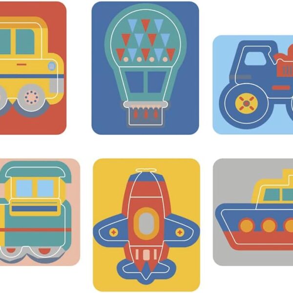 Clementoni Little Match Vehículos – Juego Educativo de Rompecabezas para Niños 2+ Años, 6 Mini Puzzles de Medios de Transporte