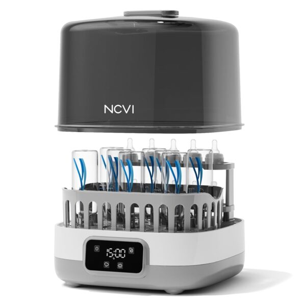 NCVI -Esterilizador y Secador de Biberones 20 Minutos – Capacidad para 8 Biberones, Piezas de Extractor y Accesorios