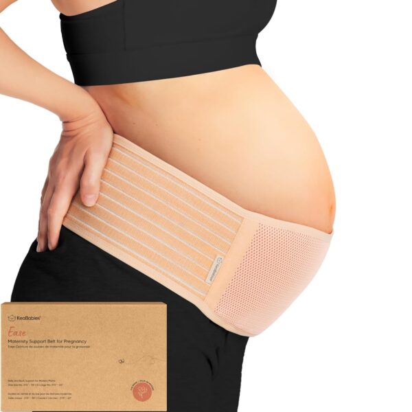 Faja de Soporte Maternal KeaBabies Ease – Banda Abdominal para Embarazo Ajustable, Transpirable y Ergonómica para Espalda, Cadera y Pelvis