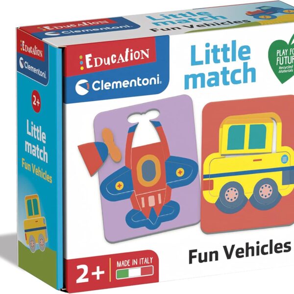 Clementoni Little Match Vehículos – Juego Educativo de Rompecabezas para Niños 2+ Años, 6 Mini Puzzles de Medios de Transporte