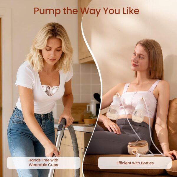 Extractor de Leche Eléctrico NCVI 8132 2-en-1 con Copas, Masaje por Micro-Vibración y Succión Grado Hospitalario, 9 niveles de extracción 4 modos de uso de 24, 21, 19 y 17mm
