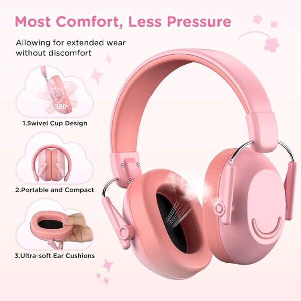 Protectores Auditivos Infantiles Link Dream – Orejeras o auricular Antirruido para Niños SNR 30 dB (3 a 16 años), rosado