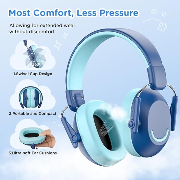 Protectores Auditivos Infantiles Link Dream – Orejeras o auricular Antirruido para Niños SNR 30 dB (3 a 16 años), azul