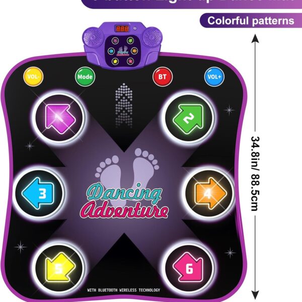Alfombra de Baile Musical Flooyes con Luces y Bluetooth – 6 Botones, 5 Modos de Juego (3 a 12 años)