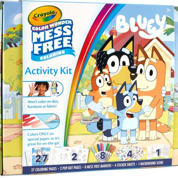 Kit de Actividades Crayola Color Wonder Bluey – Colorear sin Manchar, Ideal para Viajes (3+)